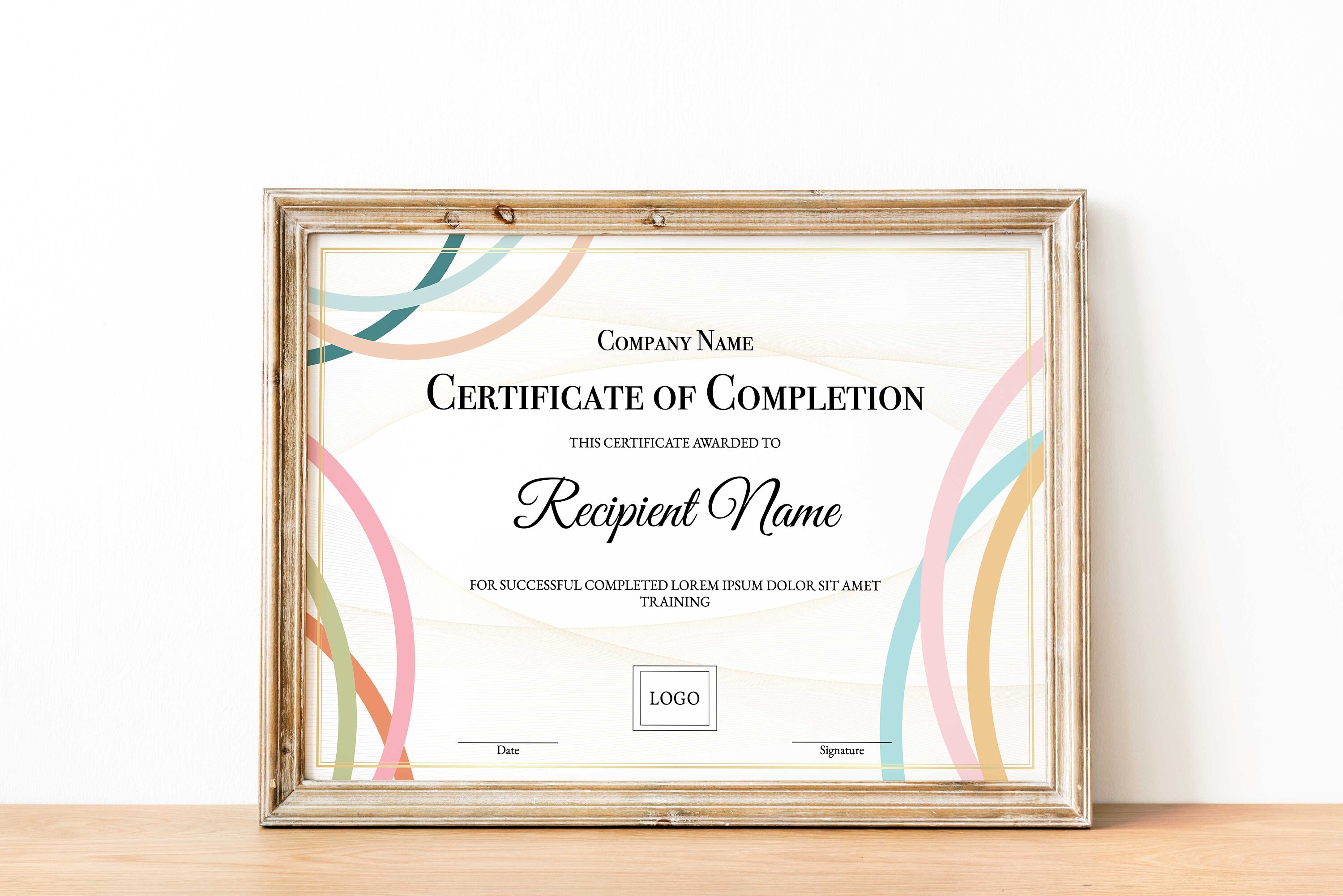 Editable Course Completion Ribbon Editable Certificate of Completion, Course Certificate of Completion ...