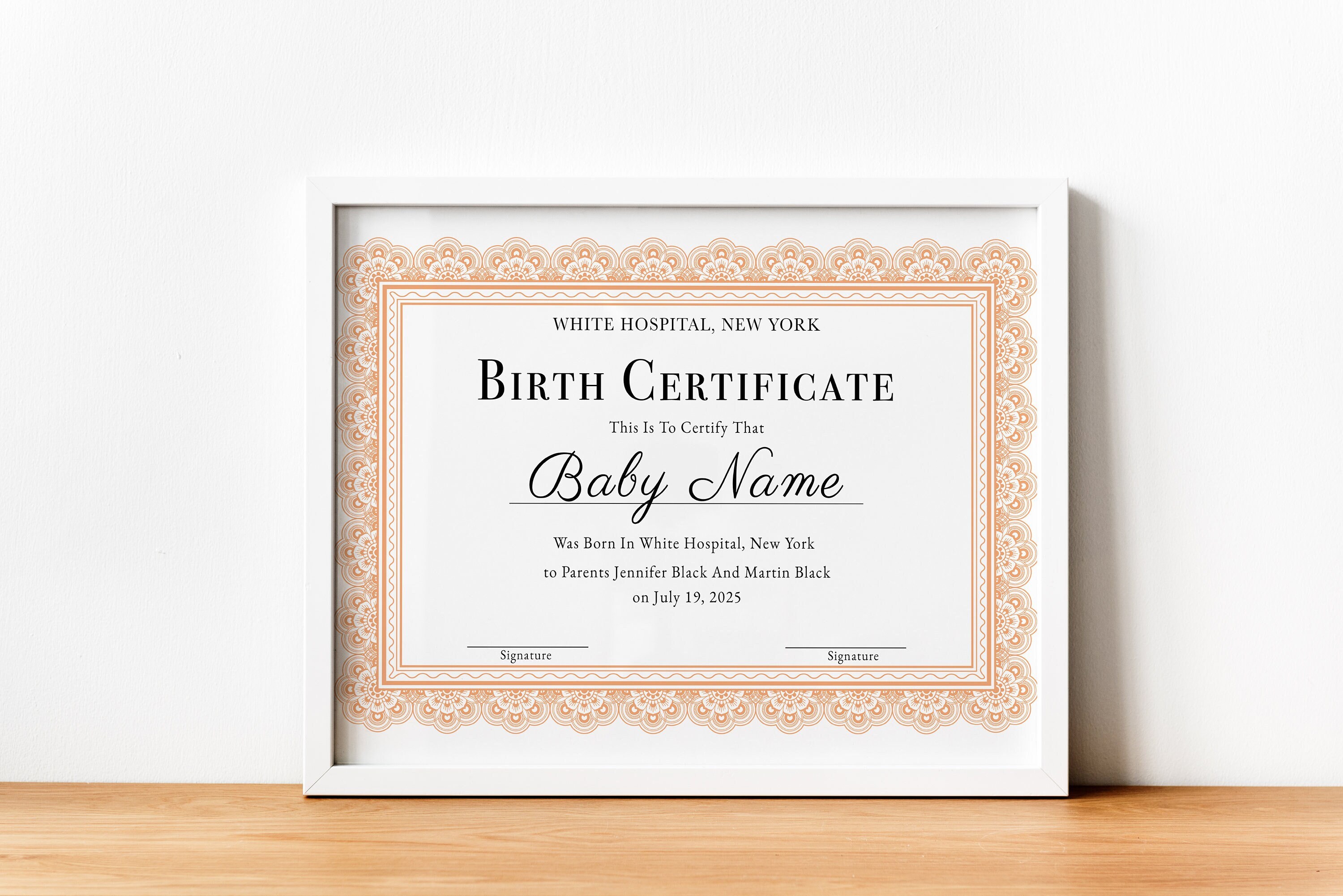 Birth Certificate Template, Printable Certificate of Birth, Baby Gift ...