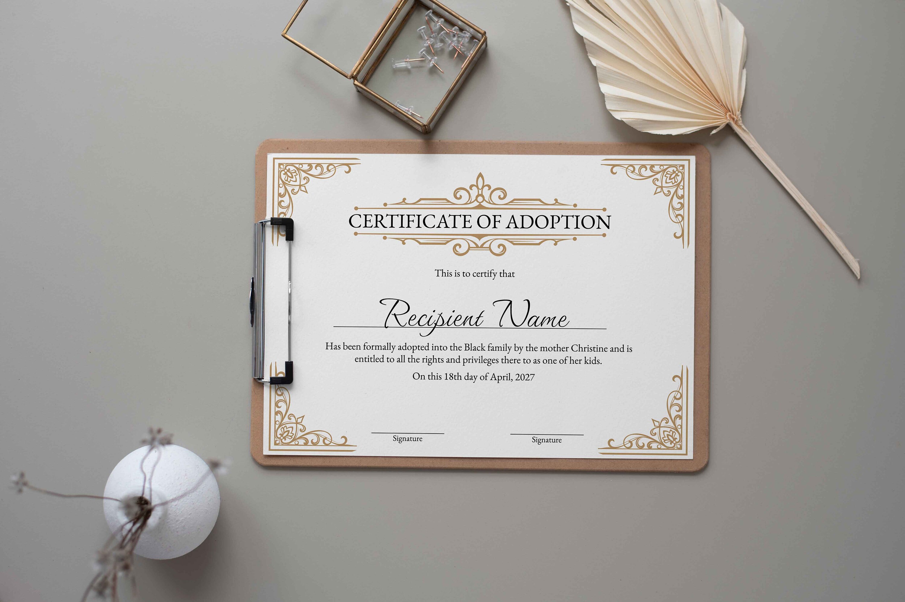 Certificate of Adoption to Our Family, Editable Printable Stepparent ...