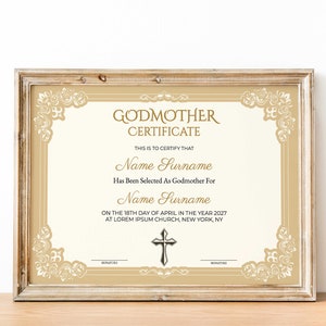 Paten-Zertifikat-Vorlage, 100 % bearbeitbar, goldenes, elegantes Paten-Zertifikat, druckbares Paten-Zertifikat, sofortiger Download
