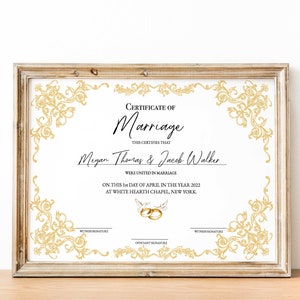 Bearbeitbare Heiratsurkunde Vorlage, Benutzerdefinierte Heiratsurkunde, druckbare Hochzeitsurkunde, personalisiertes Hochzeitsandenken
