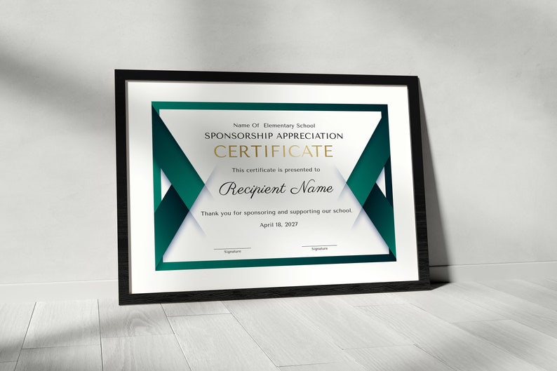 Appreciation Certificate Template, Certificate for School Sponsorship, EDITABLE Certificate of Appreciation for Sponsorship, Gift Certificat image 8