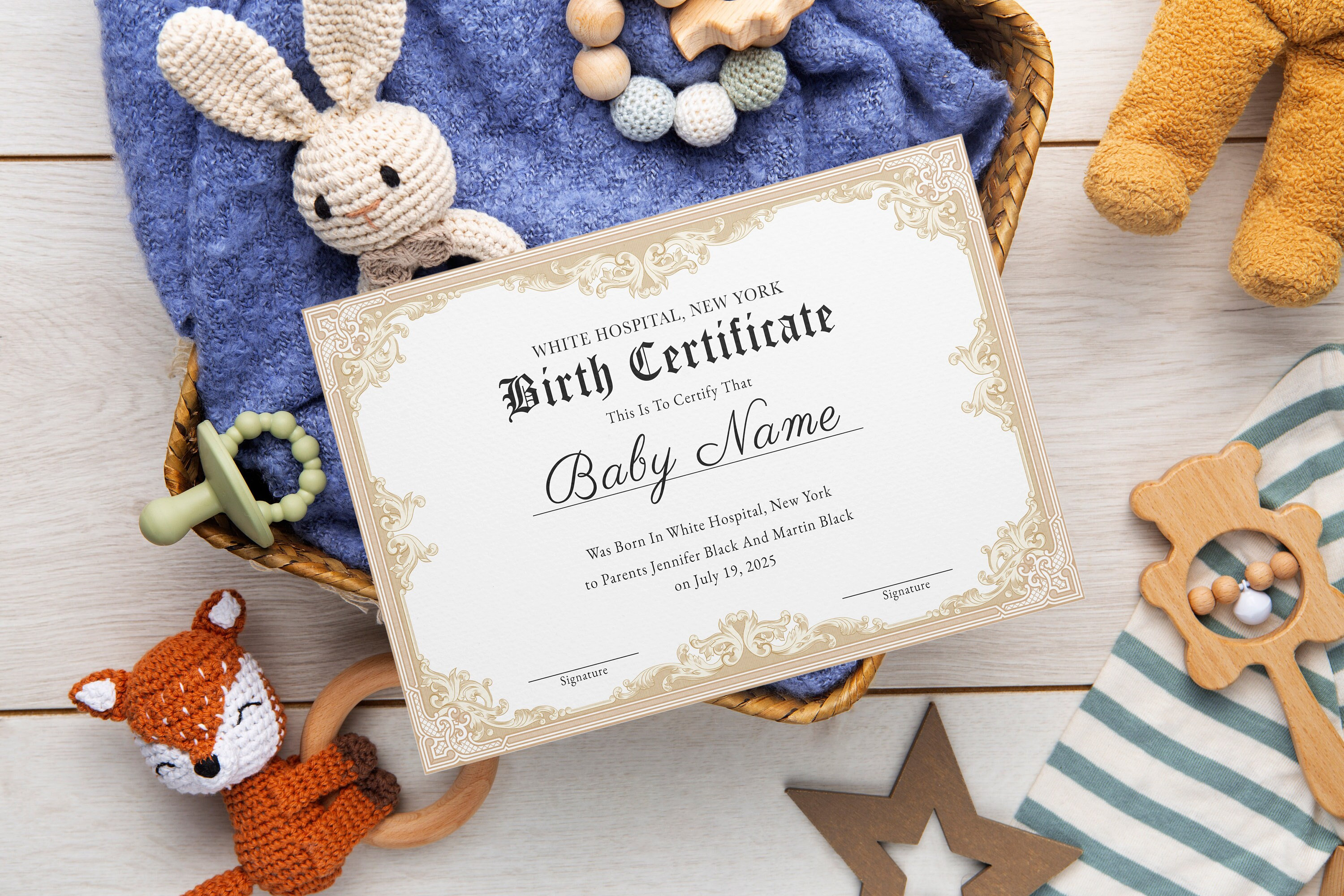 Birth Certificate Template, Printable Certificate of Birth, Maternity ...