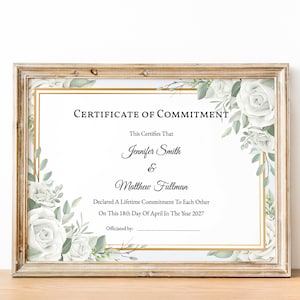 Zertifikat der bearbeitbaren Vorlage, personalisierte Greenery-Heiratsurkunde, druckbare benutzerdefinierte Hochzeitsandenken