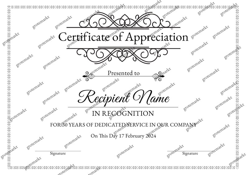 Modern Certificate of Appreciation, Printable Appreciation, Award Certificate Template, Elegant
