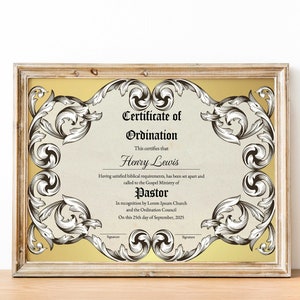 Pastor Ordination Certificate Template, Printable Certificate of Ordination, Elegant Ordination Certificate Church Certificate PDF Download
