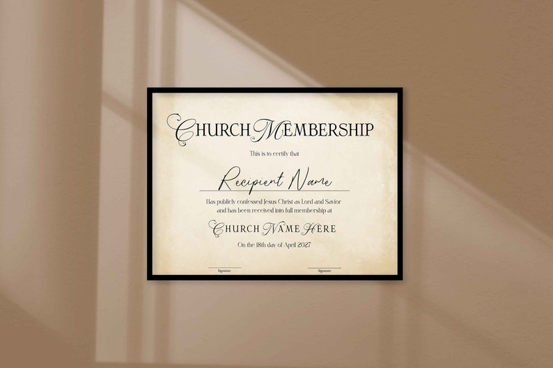 Editable Church Membership Certificate Template, Editable Printable Certificate of Membership ...