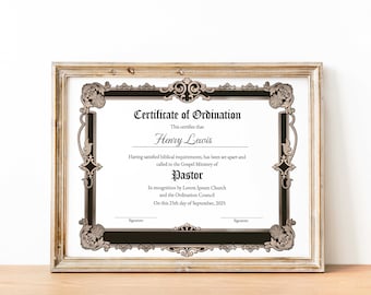 Ordination Certificate Template, Gospel Ministry Certificate Template, Editable Certificate Of Ordination, Printable Editable Church Templat