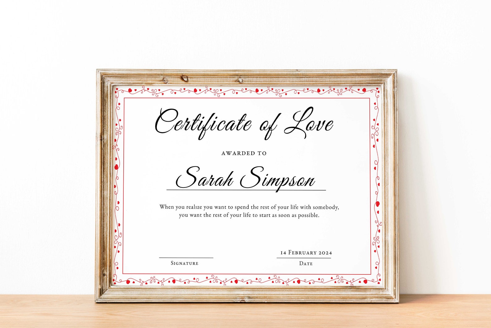 Love Certificate Template, Valentines Day Gift for Him or Her, EDITABLE ...