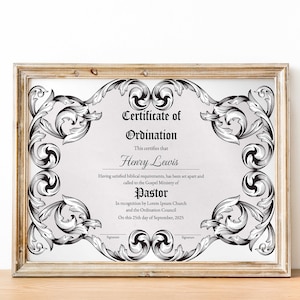 Editable Ordination Certificate Template, Printable Certificate of Ordination, Credential of Ministry Certificate Template Instant Download