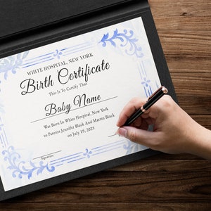 Birth Certificate Template, Printable Certificate of Birth, Baby Gift ... - Birth Certificate For Newborn Baby