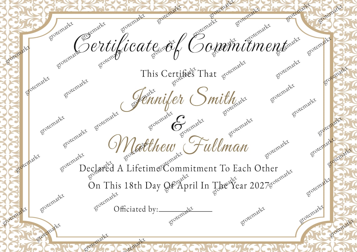 Certificate of Commitment Editable Template, Greenery Commitment ...