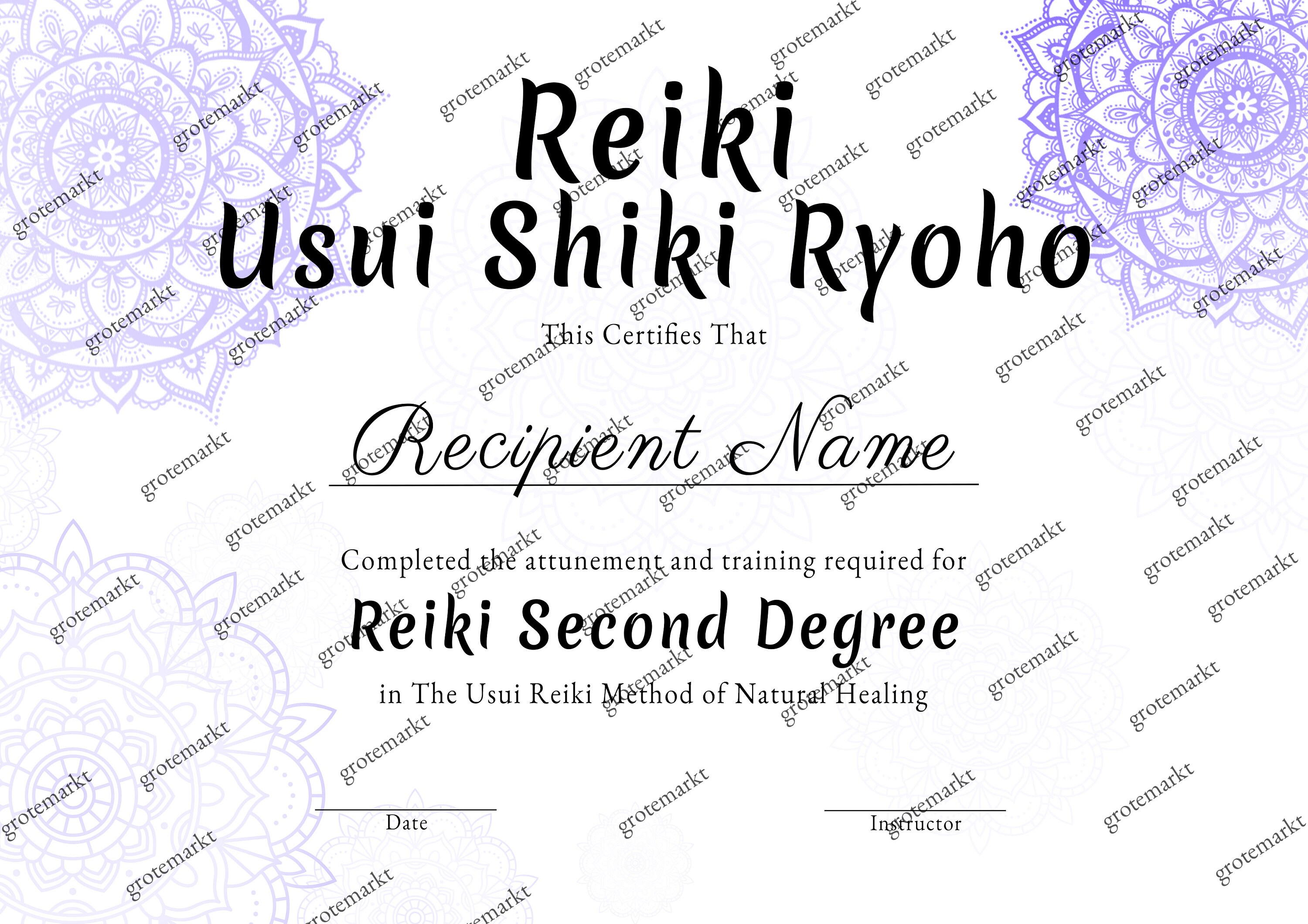 Reiki Certificates Levels I, II, III and Master, Editable Certificate ...