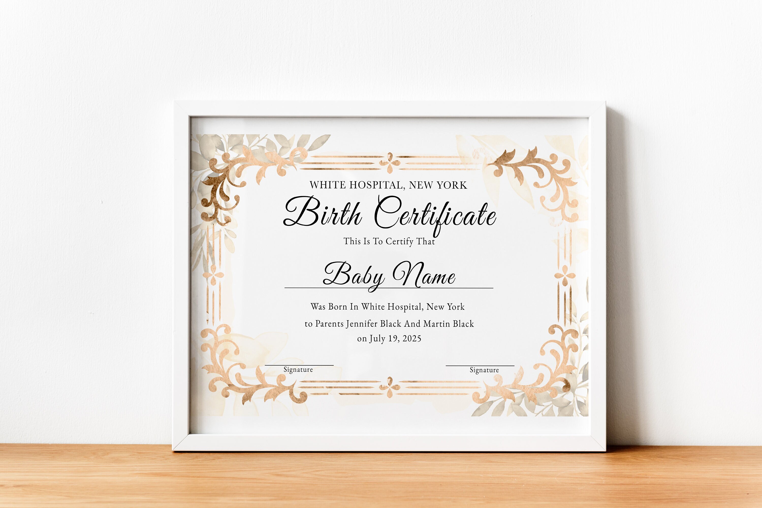Birth Certificate Template, Printable Certificate of Birth, Baby Gift ...