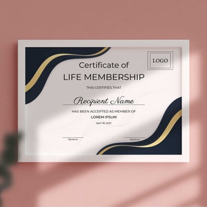 Editable Life Membership Certificate Template, Printable Elegant ...