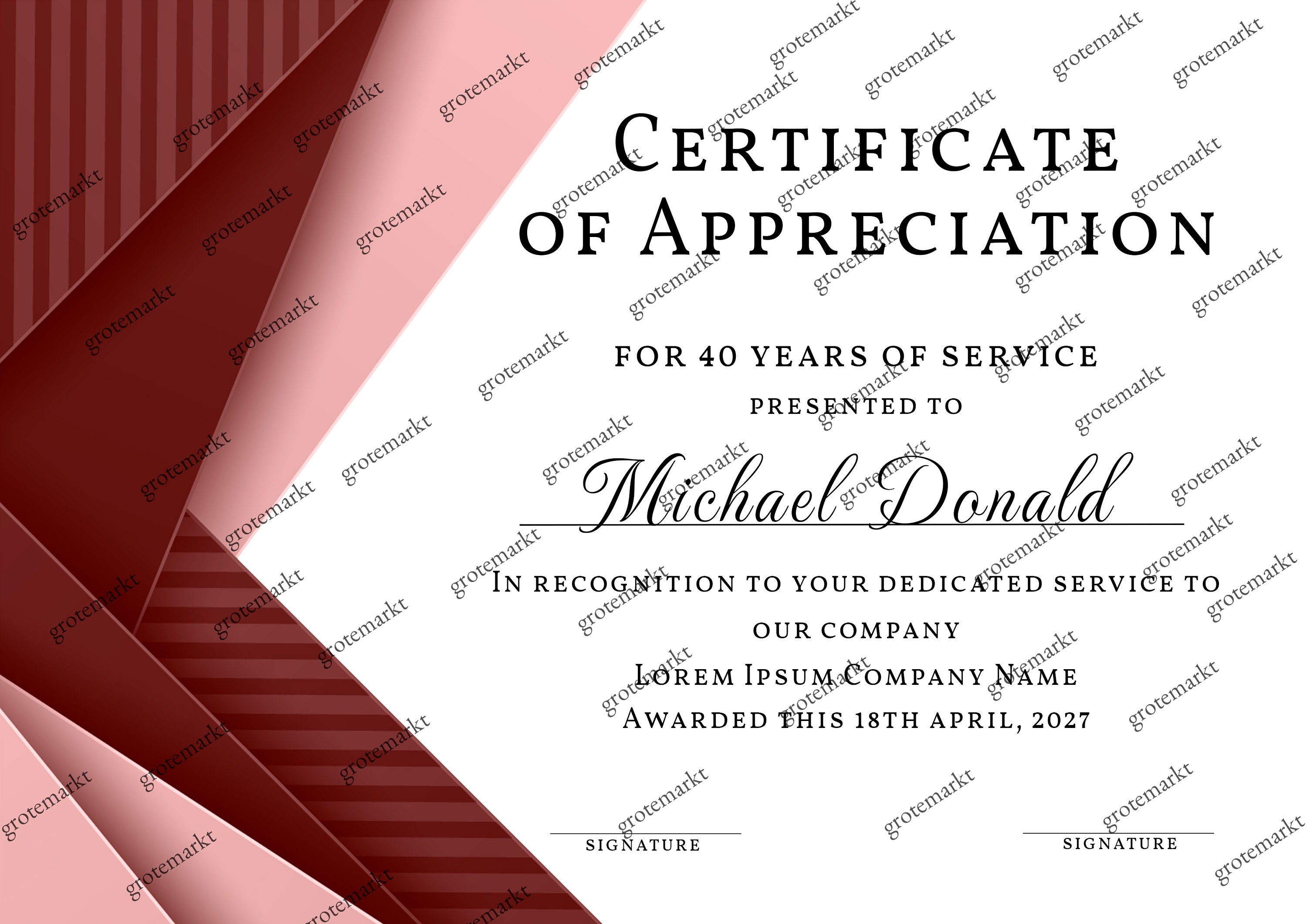 10 Years of Service EDITABLE Certificate of Appreciation Template ...