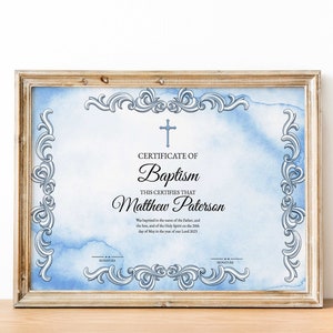 Plantilla de certificado de bautismo editable, certificado de bautismo imprimible, certificado elegante, descarga instantánea de certificado de bricolaje, religioso