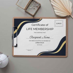 Editable Life Membership Certificate Template, Printable Elegant ...