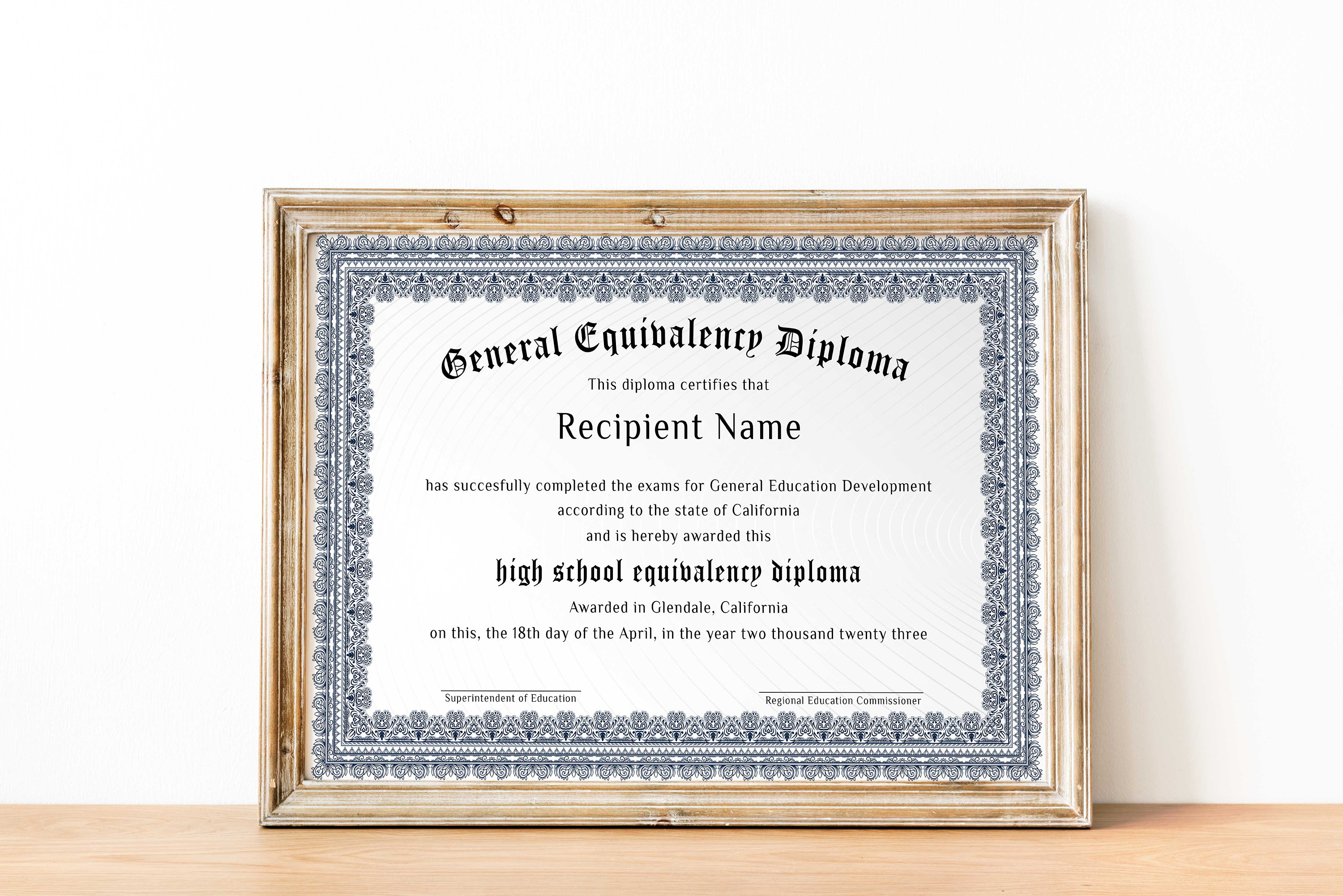 EDITABLE GED Certificate Template, Printable High School Diploma