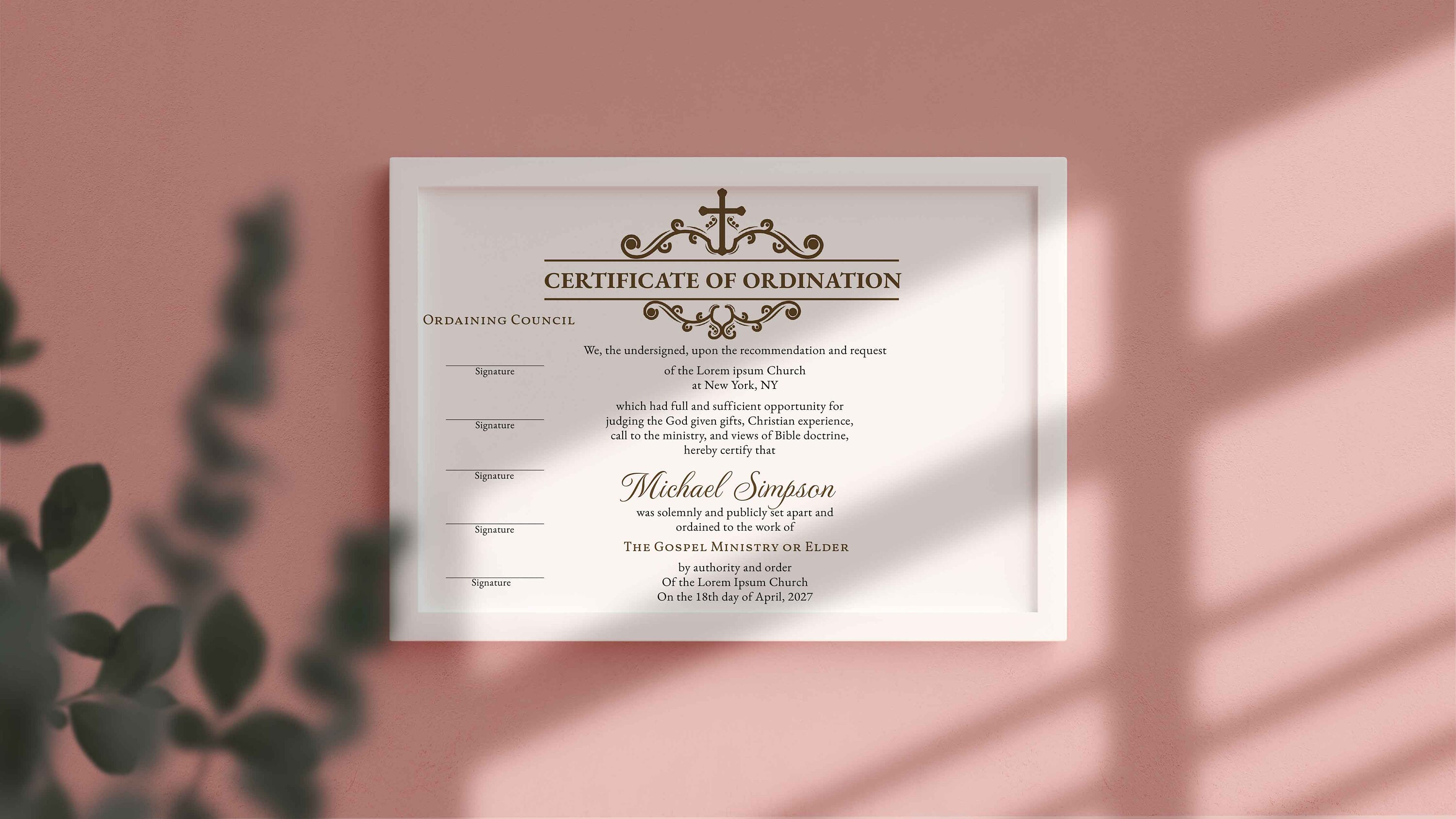 Editable Ordination Application Form Editable Ordination Certificate Template, Printable Certificate of ...