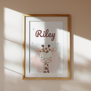 Nursery wall art animals, gender neutral nursery, neutral nursery, baby room, baby giraffe, animal prints, instant download, Personalized