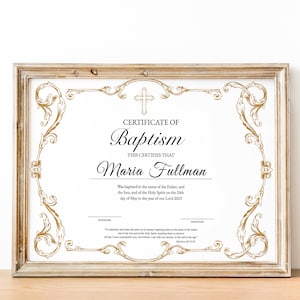 Plantilla de certificado de bautismo editable, plantilla de certificado de bautismo imprimible, certificado de bautizo, certificados de la iglesia, religiosos