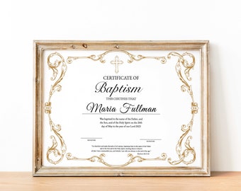 Editable Baptism Certificate Template, Printable Certificate of Baptism Template, Christening Certificate, Church Certificates, Religious