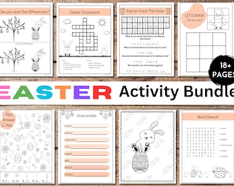 Printable Spring Worksheets For Kids, Easter Party Placemat, Easter Coloring Pages, Easter Games, Instant Download, Family Games, Party Game