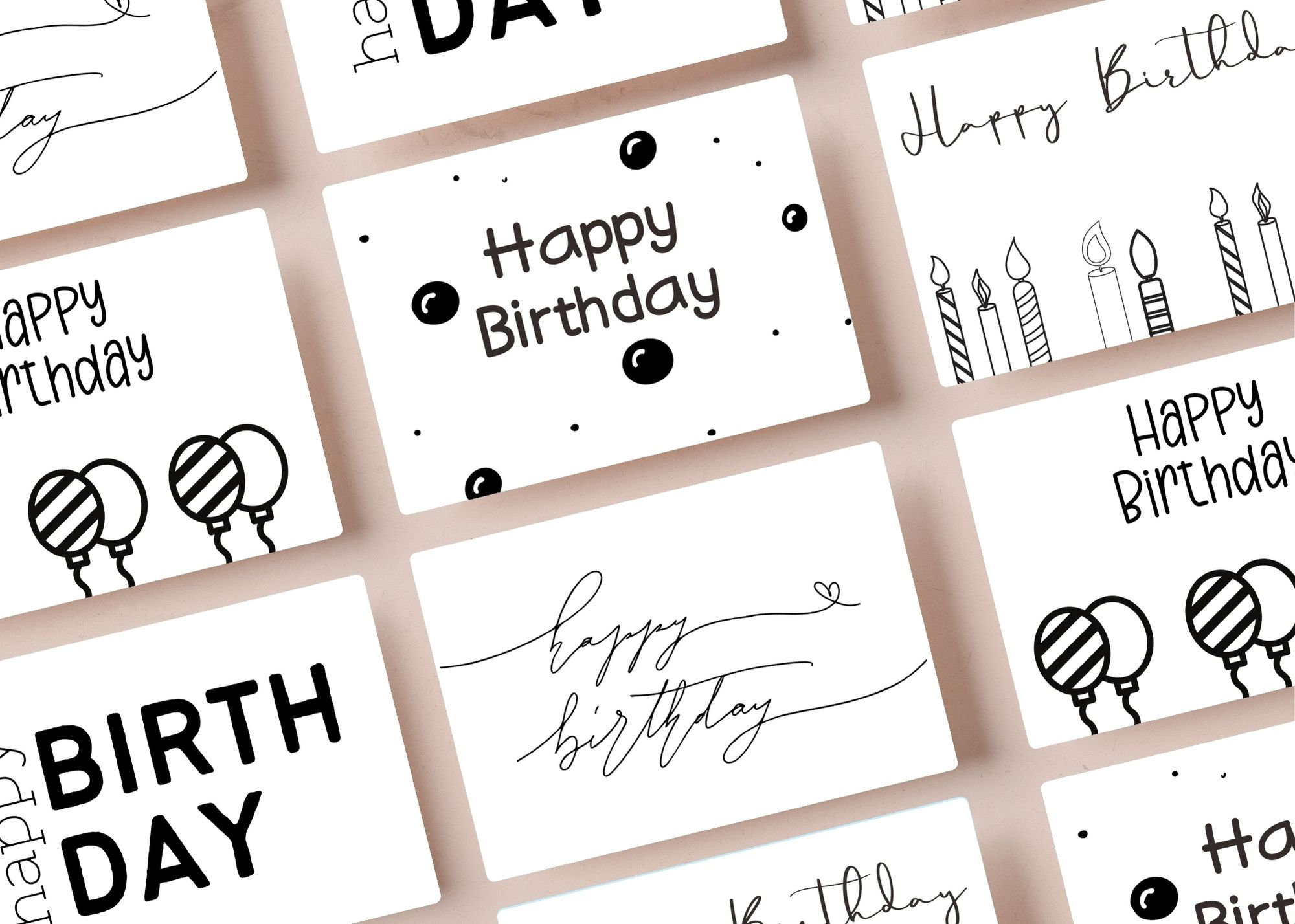 digital-download-happy-birthday-cards-printable-birthday-card-black-and-white-birthday-card-pack-simple-birthday-card-minimalist-card-etsy