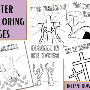 Easter Coloring Pages For Kids, Sunday School Activities, Bible Story Coloring Pages, Holy Week, Bible Printable, Homeschool, Instant PDF
