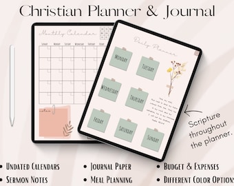 Christian Digital GoodNotes Planner 2024 2025, Hyperlinked Faith Planner, Faith Digital Journal, Digital Christian Notebook Undated