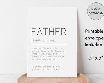 Printable Dad Birthday Card, Dad Definition Card, Fathers Day Card, Card For Dad, Card From Daughter, Funny Card for Dad, Digital Download