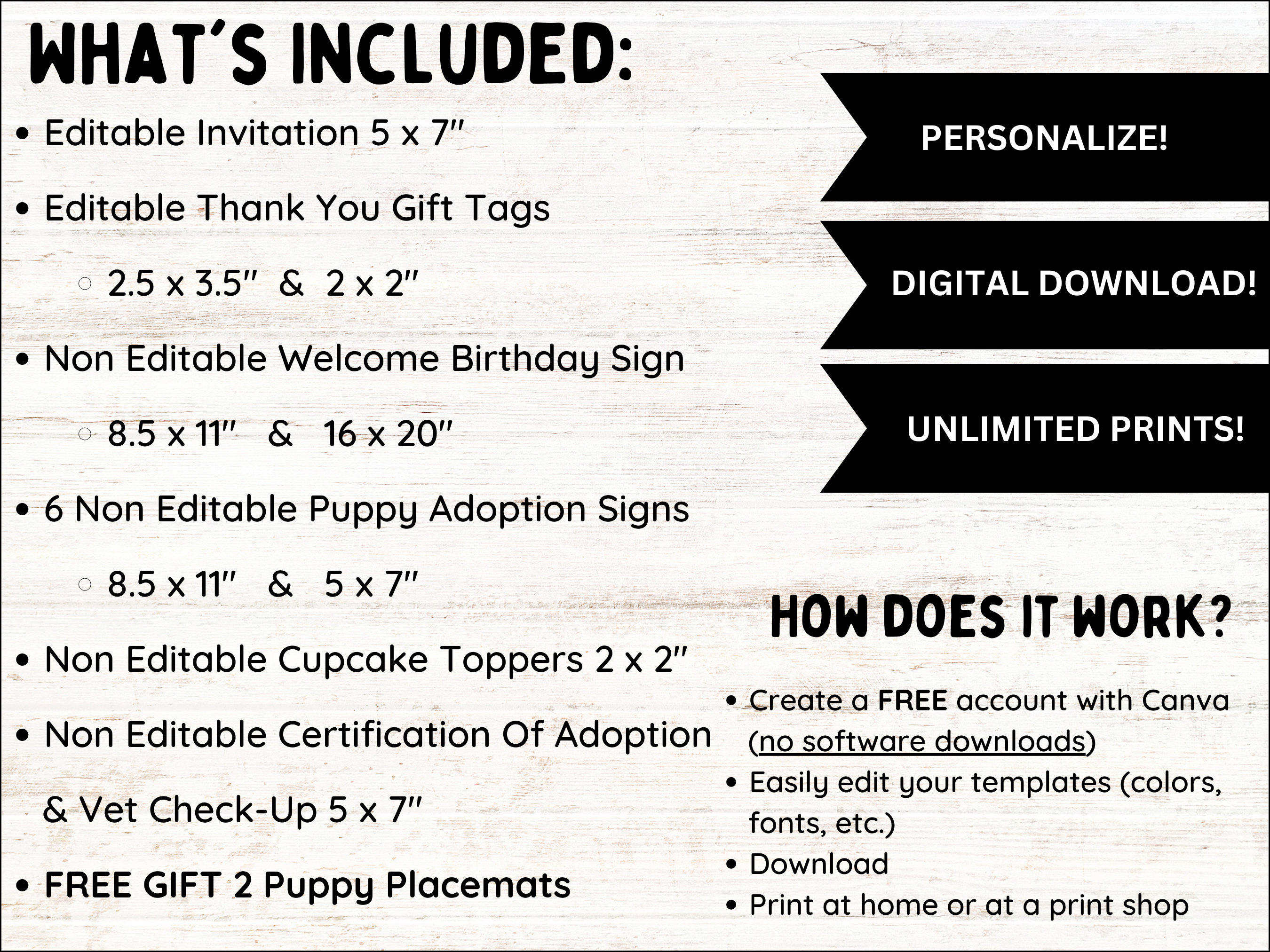 EDITABLE Dog Pawty Bundle, Printable Puppy Party Games, Adopt a Puppy ...