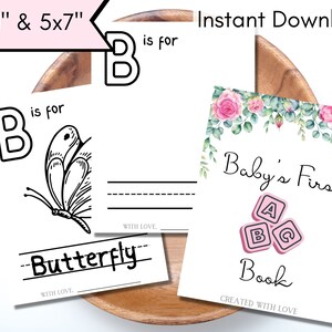 Baby Shower Coloring Pages, ABC Book Baby Shower Games, Baby&#39;s First ABC Book, Pink, Printable Alphabet Coloring Book, Digital Download