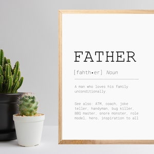 Dad Definition Prints, Printable Wall Art, Digital Download, Dad Gifts, Dad Birthday Gift, Gift From Daughters, Dad Print, Gift From Son