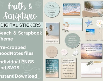 Pegatinas de citas de fe, VOLUMEN 9 pegatinas espirituales, pegatinas de planificador digital, pegatinas prerecortadas para GoodNotes, diario bíblico cristiano