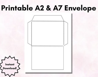 Printable Envelope Template, A2 Envelope Template, A7 Envelope Template, Digital Download, DIY Envelope, PDF