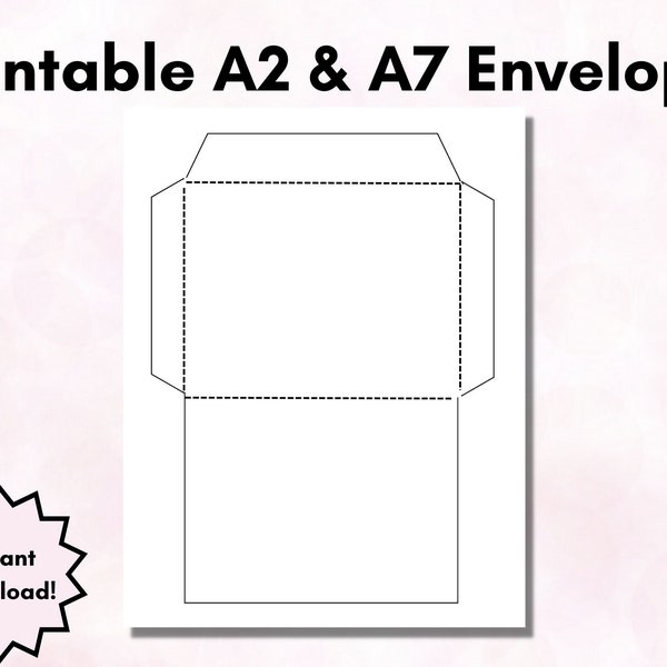 Printable Envelope Template, A2 Envelope Template, A7 Envelope Template, Digital Download, DIY Envelope, PDF
