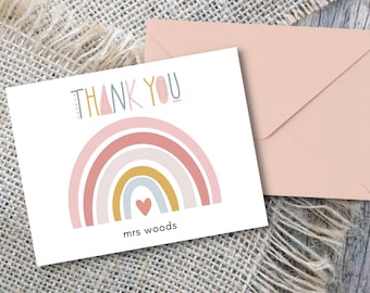 Notas de agradecimiento para profesores, tarjeta de agradecimiento para profesores, tarjeta de agradecimiento editable, tarjetas de agradecimiento personalizadas, tarjeta para profesores y guarderías