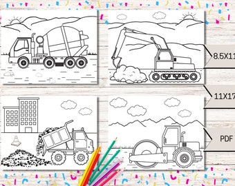 8 Bau Geburtstagsparty, Bau Malvorlagen, Kinder Malvorlagen, Bau druckbar, PDF Digital Download, Gastgeschenke