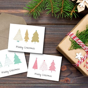Download digital de cartão de Natal para impressão, cartões de árvore de Natal, cartão de Natal minimalista, conjunto de cartões de Natal, cartões de Natal em branco