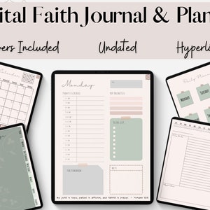 Faith Digital Journal, Undated Digital Planner GoodNotes 2024 2025, Hyperlinked Faith Planner Christian Notebook Sermon Notes