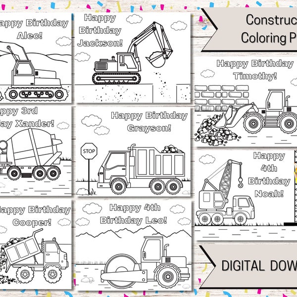Truck Birthday Coloring Pages - Etsy