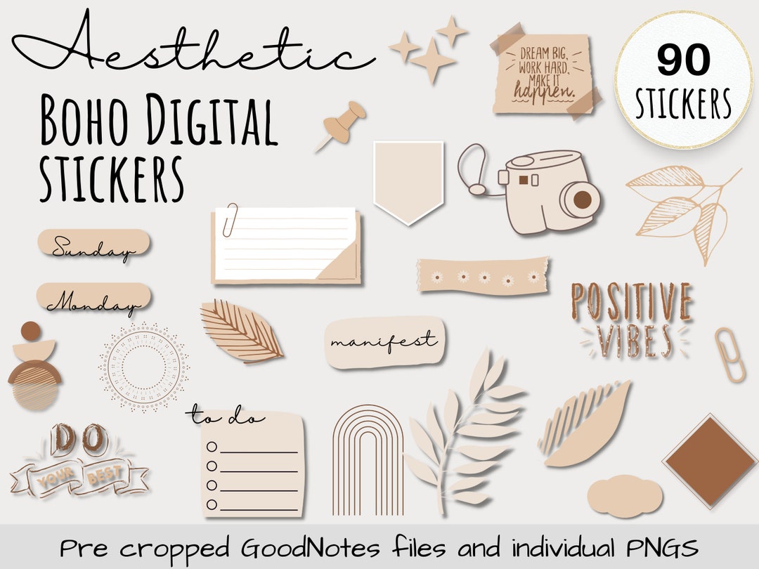 Boho Digital Planner Stickers, Aesthetic Stickers, Goodnotes Stickers ...
