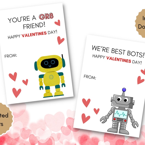 Robot Valentine's Tag, We Are Best Bots Valentines Gift Tag, Kids Valentines Cards, Printable Tags For Party, Valentines Cards For School