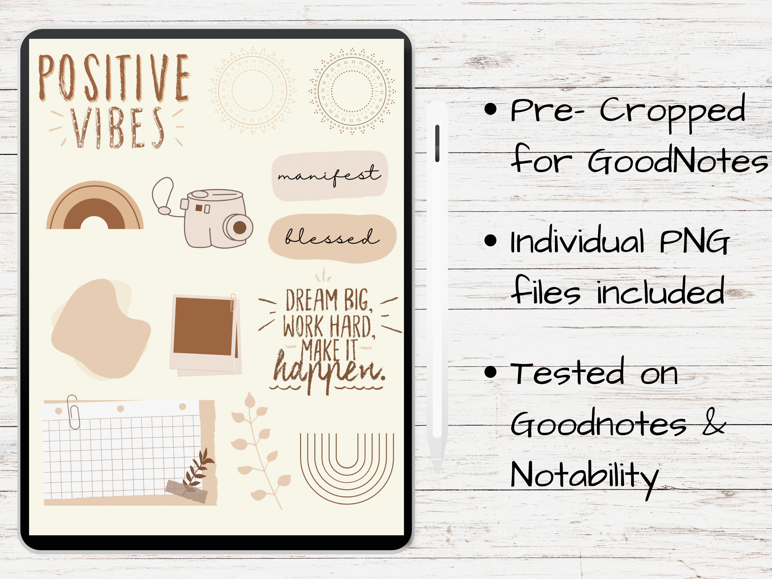 Boho Digital Planner Stickers, Aesthetic Stickers, Goodnotes Stickers ...