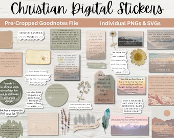 Scripture Stickers, VOLUME 8 Christian Faith Stickers, Digital Planner Stickers, PNG Pre Cropped Stickers, GoodNotes, Bible Study Journaling