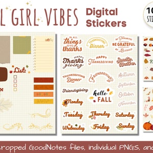Pegatinas de Acción de Gracias, SVG PNG, Pegatinas de Halloween Svg Png, Pegatinas Digitales de Otoño, Planificador GoodNotes, Pegatinas de Diario Digital, Volumen 5