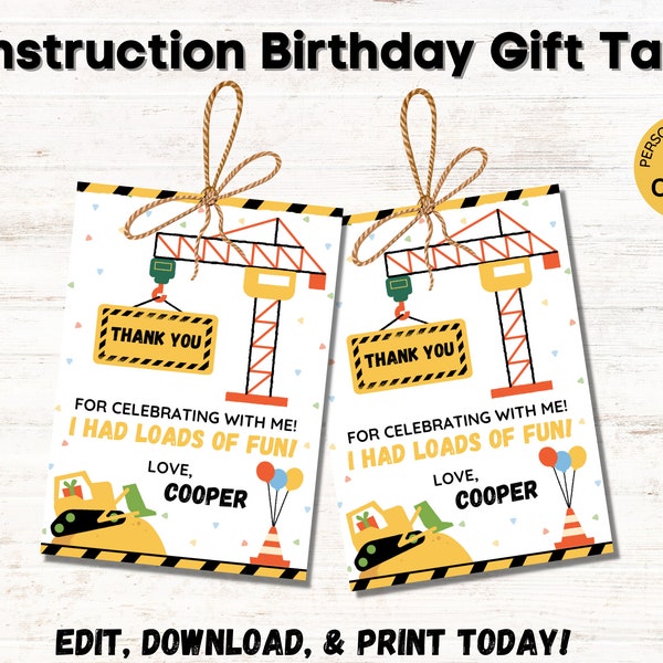 Construction Tags Etsy