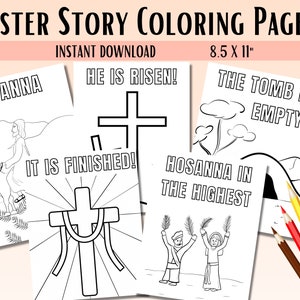 Printable Easter Coloring Pages, Christian Bible Story Coloring Pages, Religious, Sunday School Activity, Instant Download, Homeschool